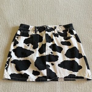 Cowprint Jean Skirt READ MEASUREMENTS!